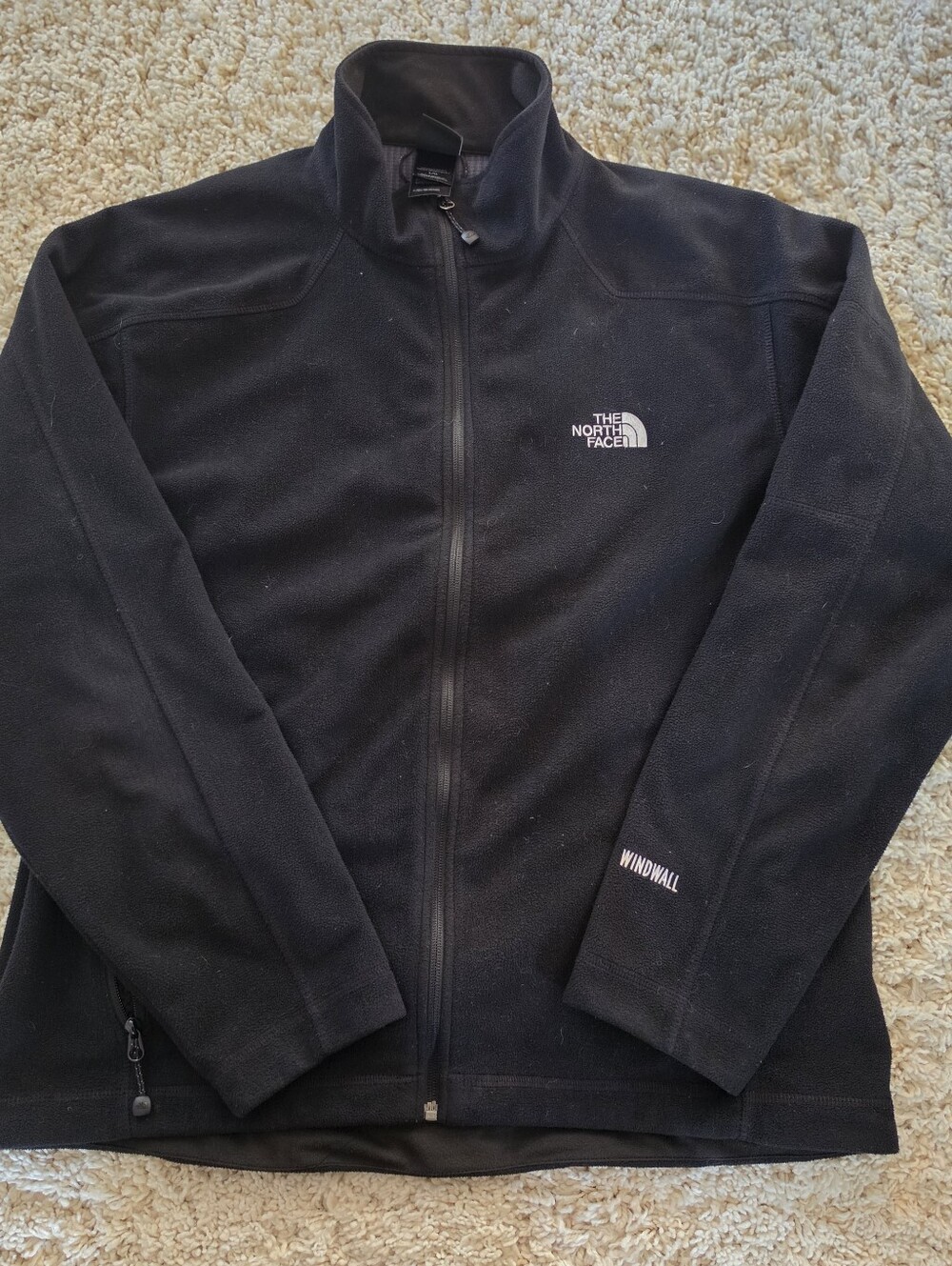 North Face Mens Windwall Black Softshell Fleece Full Zip Jacket